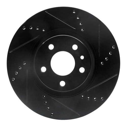 R1 91-20 Alfa Romeo 164 Front Right Drilled & Slotted Black Brake Rotor