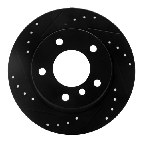 R1 03-06 BMW Z4 Rear Left Drilled & Slotted Black Brake Rotor