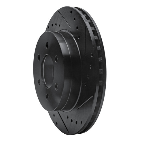 R1 97-02 Dodge Dakota 4WD Front Right Drilled & Slotted Black Brake Rotor