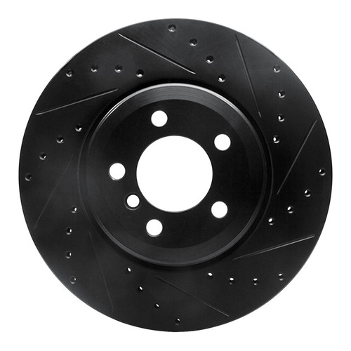 R1 02-05 BMW 745LI Rear Right Drilled & Slotted Black Brake Rotor