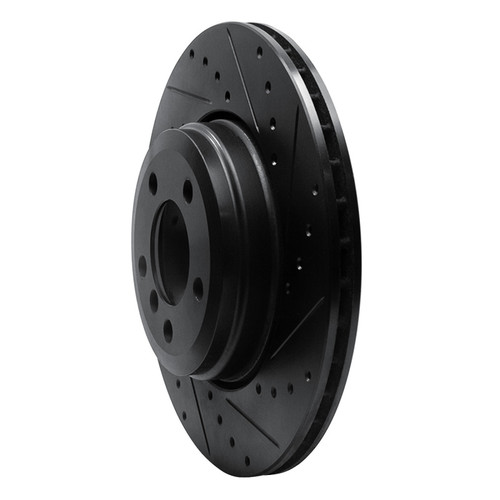 R1 02-05 BMW 745LI Rear Right Drilled & Slotted Black Brake Rotor