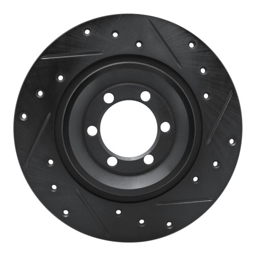 R1 81-89 Alfa Romeo GTV-6 Rear Right Drilled & Slotted Black Brake Rotor