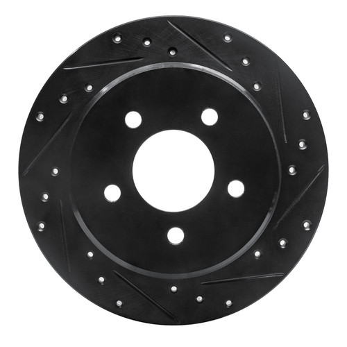 R1 97-07 Chrysler Town & Country Rear Right Drilled & Slotted Black Brake Rotor