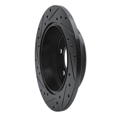 R1 97-07 Chrysler Town & Country Rear Right Drilled & Slotted Black Brake Rotor