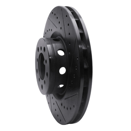 R1 00-03 BMW M5 Left Front Drilled & Slotted Black Brake Rotor