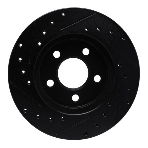 R1 96-00 Chrysler Town & Country Front Right Drilled & Slotted Black Brake Rotor