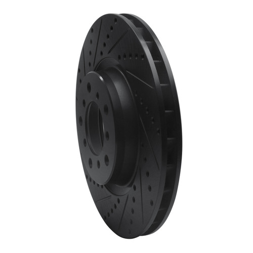 R1 01-06 BMW M3 Right Front Drilled & Slotted Black Brake Rotor