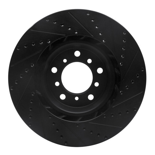 R1 01-06 BMW M3 Right Front Drilled & Slotted Black Brake Rotor