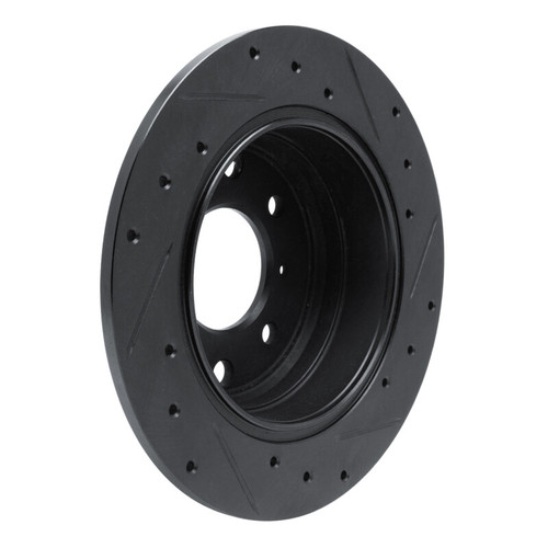 R1 64-94 Alfa Romeo Giulia Rear Left Drilled & Slotted Black Brake Rotor