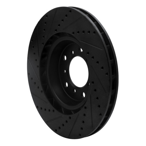 R1 01-06 BMW M3 Left Front Drilled & Slotted Black Brake Rotor