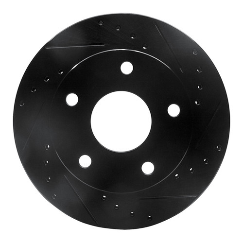 R1 94-99 Dodge Ram 1500 Pickup Front Right Drilled & Slotted Black Brake Rotor