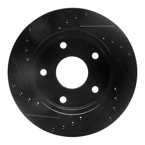 R1 94-99 Dodge Ram 1500 Pickup Front Right Drilled & Slotted Black Brake Rotor
