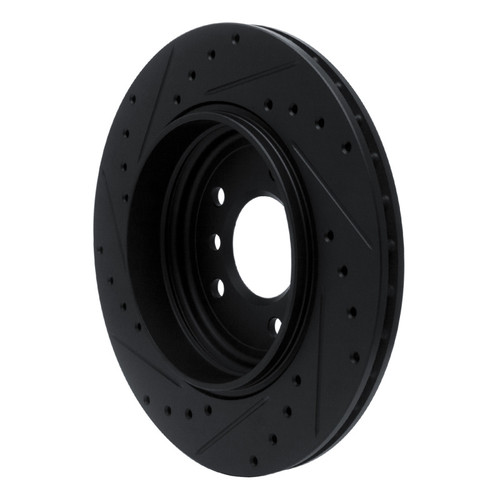 R1 01-06 BMW 330I Rear Right Drilled & Slotted Black Brake Rotor