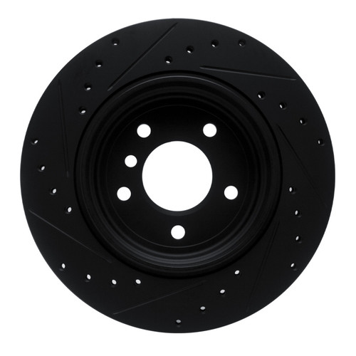 R1 01-06 BMW 330I Rear Right Drilled & Slotted Black Brake Rotor