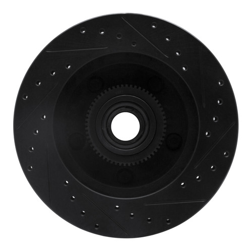 R1 94-99 Dodge Ram 1500 Pickup Front Left Drilled & Slotted Black Brake Rotor