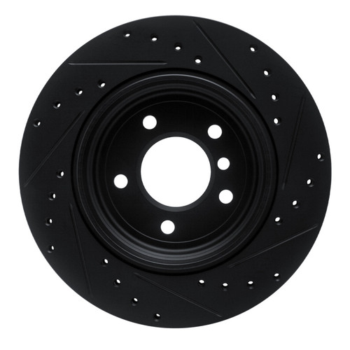 R1 01-06 BMW 330CI Rear Left Drilled & Slotted Black Brake Rotor