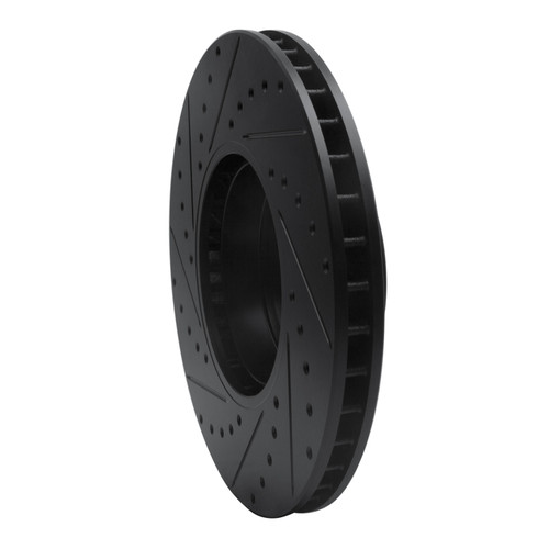 R1 00-03 BMW 530I Front Right Drilled & Slotted Black Brake Rotor