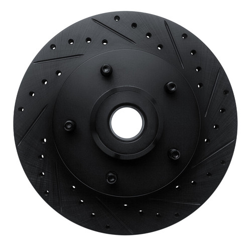 R1 94-02 Dodge B200 / B200 Van / B250 Front Right Drilled & Slotted Black Brake Rotor