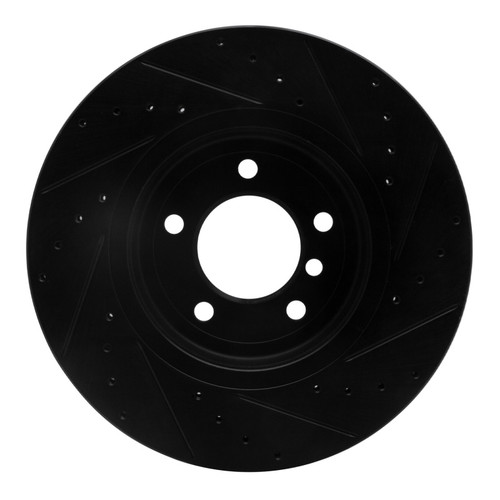 R1 01-08 BMW 330I Front Left Drilled & Slotted Black Brake Rotor