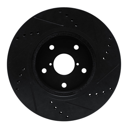 R1 -24 Subaru Forester Front Left Drilled & Slotted Black Brake Rotor