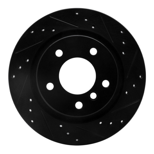 R1 99-06 BMW 325I (USA/Canada) Rear Right Drilled & Slotted Black Brake Rotor