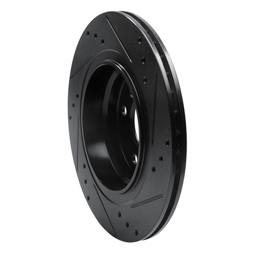 R1 99-06 BMW 323I Rear Left Drilled & Slotted Black Brake Rotor