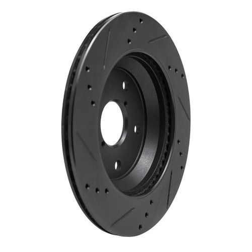 R1 -25 Subaru Crosstrek Rear Right Drilled & Slotted Black Brake Rotor