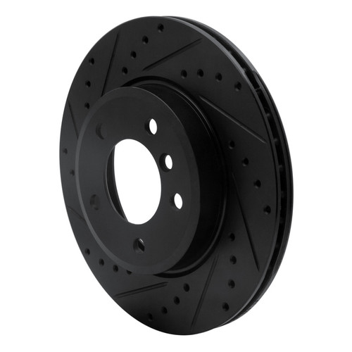 R1 99-08 BMW 325XI Front Left Drilled & Slotted Black Brake Rotor