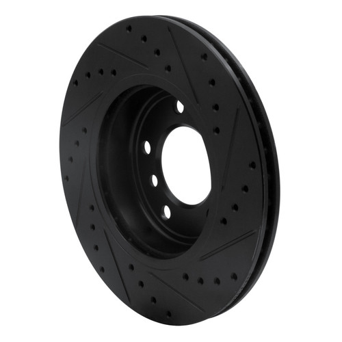 R1 99-08 BMW 325XI Front Left Drilled & Slotted Black Brake Rotor
