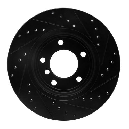 R1 99-08 BMW 325XI Front Left Drilled & Slotted Black Brake Rotor