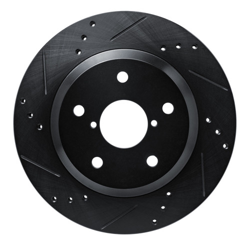 R1 -25 Subaru Crosstrek Rear Left Drilled & Slotted Black Brake Rotor