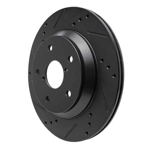 R1 -25 Subaru Crosstrek Rear Left Drilled & Slotted Black Brake Rotor