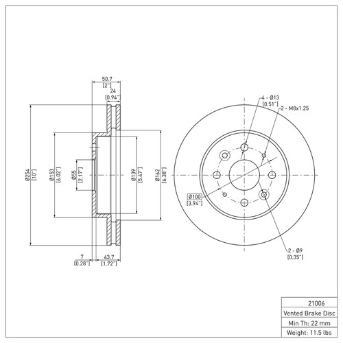 R1 2003-2005 Kia Rio Front Brake Rotor