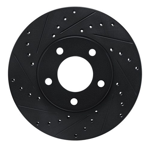 R1 91-96 Chrysler Town & Country Front Left Drilled & Slotted Black Brake Rotor