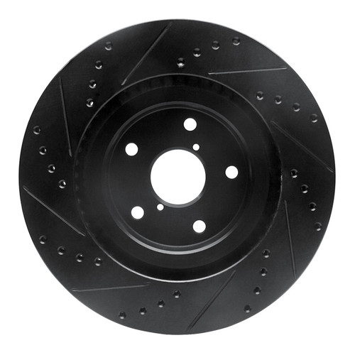 R1 -24 Subaru Forester Front Right Drilled & Slotted Black Brake Rotor ECB-13045R