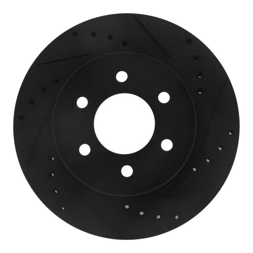 R1 91-96 Dodge Dakota 4WD Front Right Drilled & Slotted Black Brake Rotor