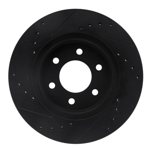 R1 91-96 Dodge Dakota 4WD Front Right Drilled & Slotted Black Brake Rotor