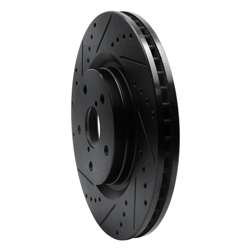 R1 -24 Subaru Forester Front Left Drilled & Slotted Black Brake Rotor ECB-13045L