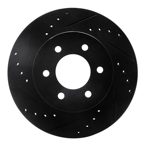 R1 91-96 Dodge Dakota 4WD Front Left Drilled & Slotted Black Brake Rotor