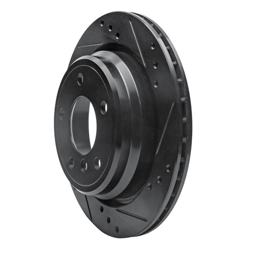 R1 96-03 BMW 540I Rear Right Drilled & Slotted Black Brake Rotor