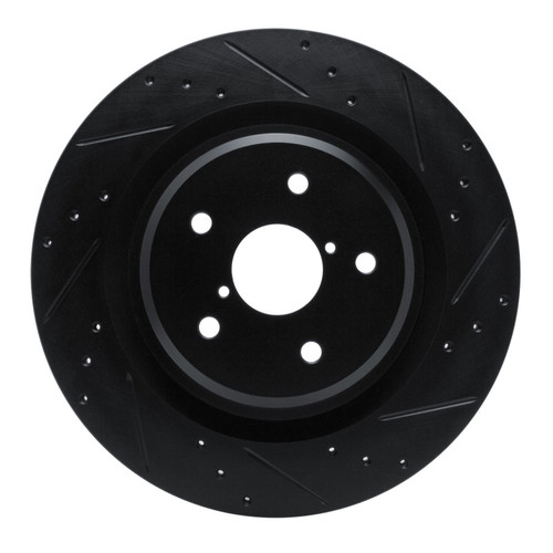 R1 -25 Subaru Ascent Rear Right Drilled & Slotted Black Brake Rotor