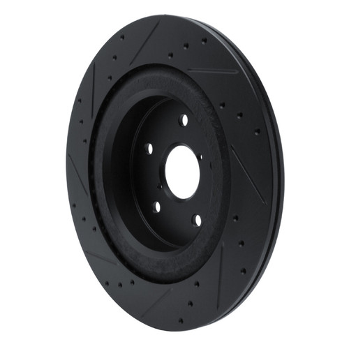 R1 -25 Subaru Ascent Rear Right Drilled & Slotted Black Brake Rotor