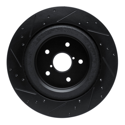 R1 -25 Subaru Ascent Rear Right Drilled & Slotted Black Brake Rotor