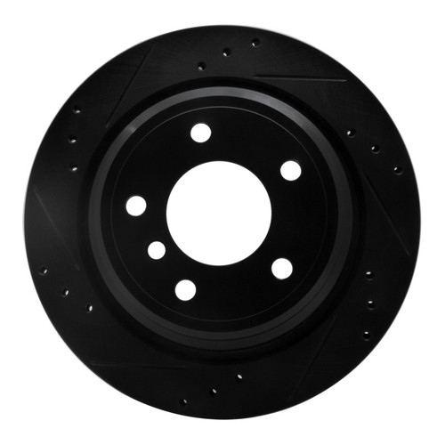 R1 96-03 BMW 525I (USA/Canada) Rear Left Drilled & Slotted Black Brake Rotor