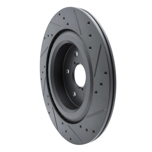 R1 -25 Subaru Ascent Rear Left Drilled & Slotted Black Brake Rotor