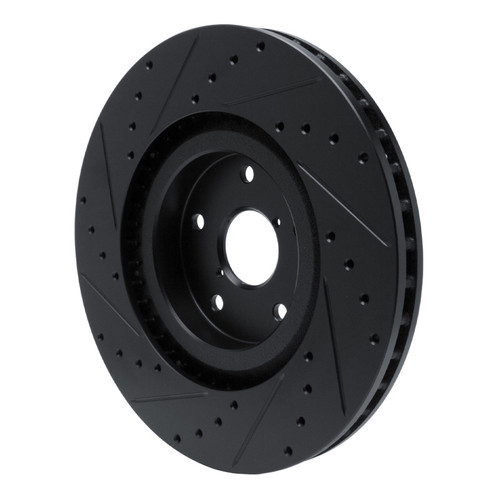 R1 -23 Subaru Ascent Front Right Drilled & Slotted Black Brake Rotor