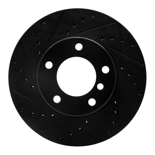 R1 96-03 BMW 528I Front Left Drilled & Slotted Black Brake Rotor