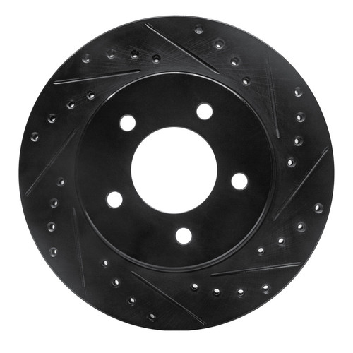 R1 87-90 Dodge Dakota 4WD Front Right Drilled & Slotted Black Brake Rotor