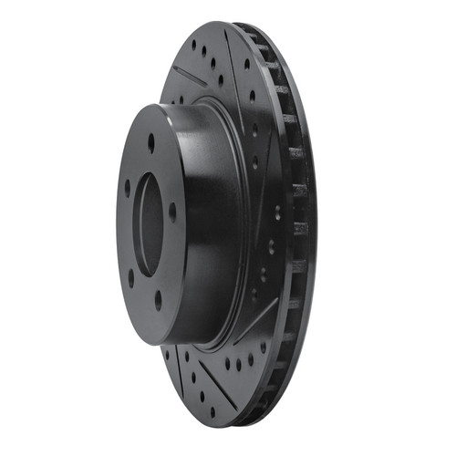 R1 87-90 Dodge Dakota 4WD Front Right Drilled & Slotted Black Brake Rotor