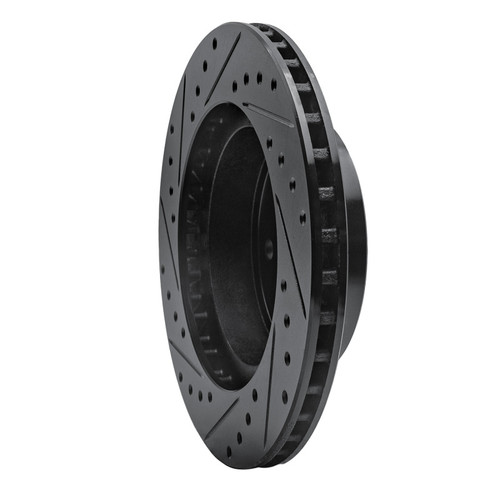 R1 87-90 Dodge Dakota 4WD Front Right Drilled & Slotted Black Brake Rotor